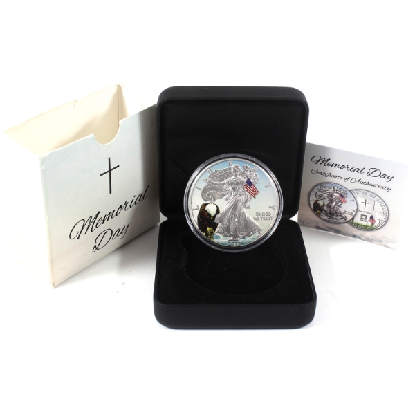 USA Silver 2019 $1 Colourized Silver Eagle Memorial Day 1oz .999 Fine Silver Coin (Tax Exempt)