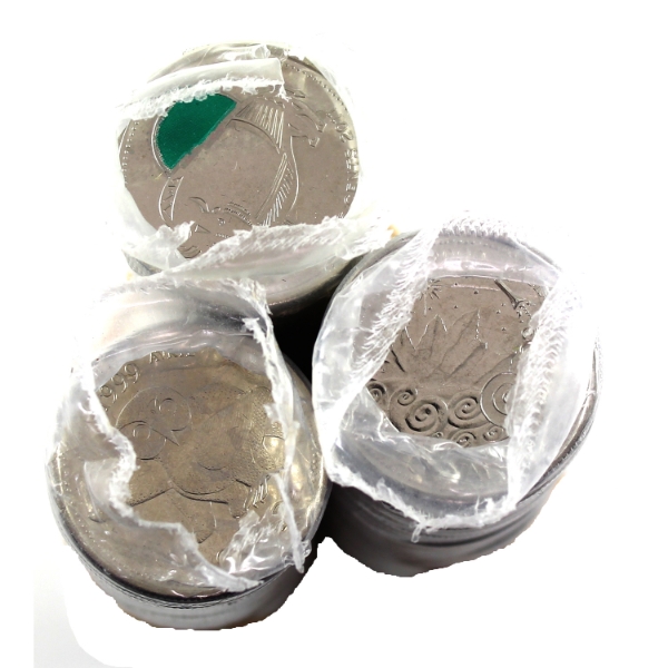 25-cent 1999 April, 2000 Achievement & 2011 Bison- Some Coloured Rolls of 40pcs. 3 Rolls