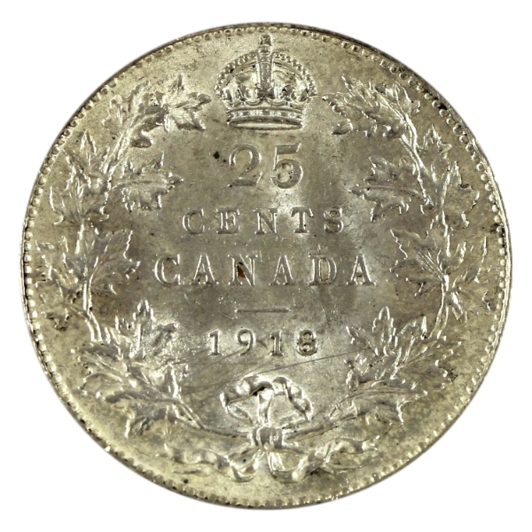 25-cent 1918 AU-UNC