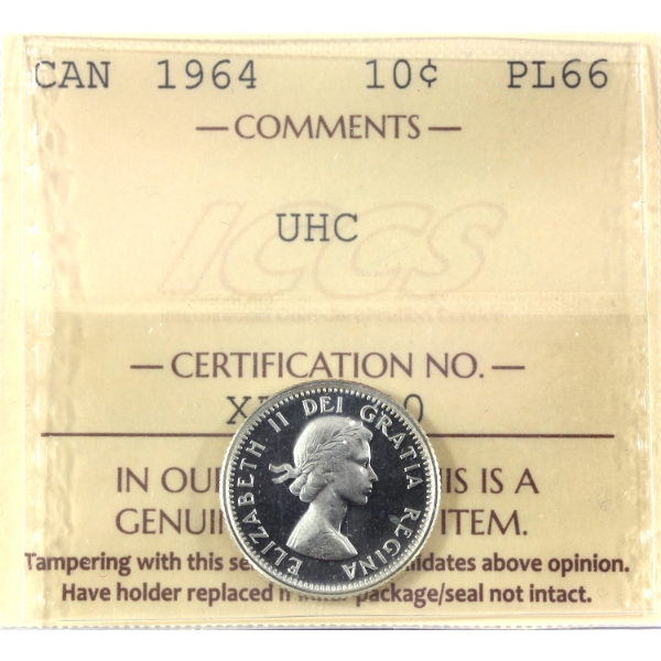 10-cent 1964 ICCS PL66 Ultra Heavy Cameo