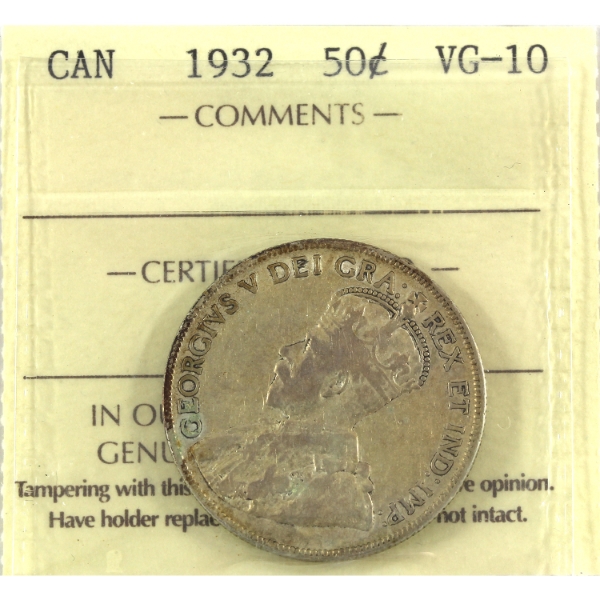 50-cent 1932 ICCS VG10