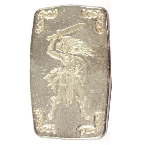 5oz Monarch Viking Warrior Shield Maiden .999 Fine Silver Bar in Leather Drawstring Bag 