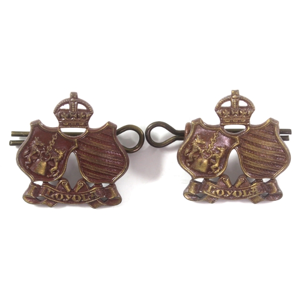 Canadian Officers' Training Corps (COTC), Loyola College Collar Badges. 2pcs