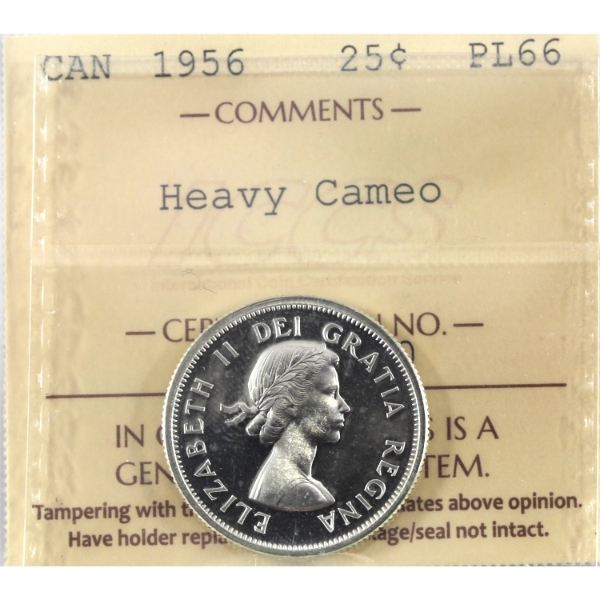 25-cent 1956 ICCS PL66 Heavy Cameo