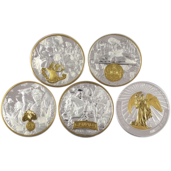 2018 $20 WWI Commemorative 1oz .9999 Fine Silver Coins w/ Selective Gold Plating. 5pcs. (Tax Exempt)