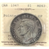 Image 1 : Silver $1 1947 Pointed 7; Quad HP ICCS MS63