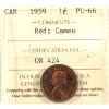 1-cent 1959 ICCS PL66 Red; Cameo