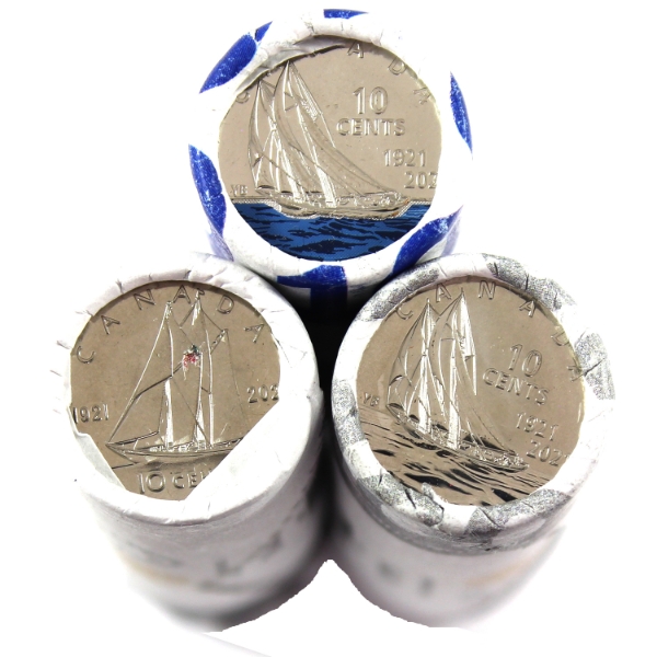 2021 10-cents 100th Anniversary of Bluenose Special Wrap Roll Set (3 Rolls)