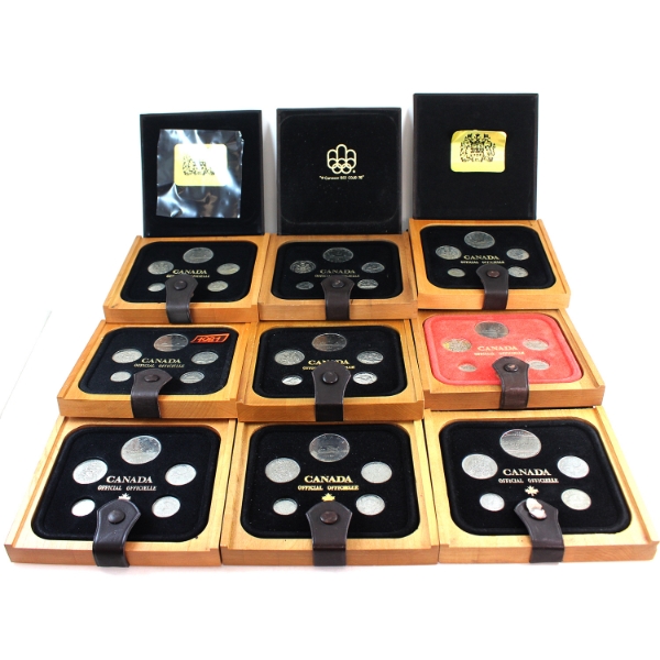 1979-1982 Bulk Collection of Years Sets in Deluxe Wooden & Leather Cases. 9pcs. 