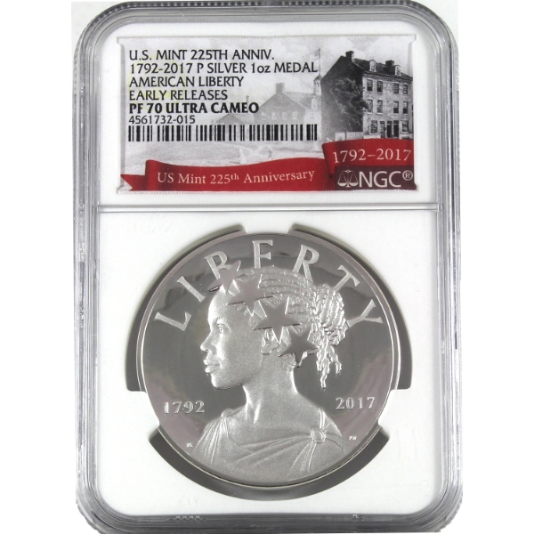 USA Silver 2017P US Mint 225th Ann. American Liberty Medal .999 Fine Silver NGC PF70 Ultra Cameo