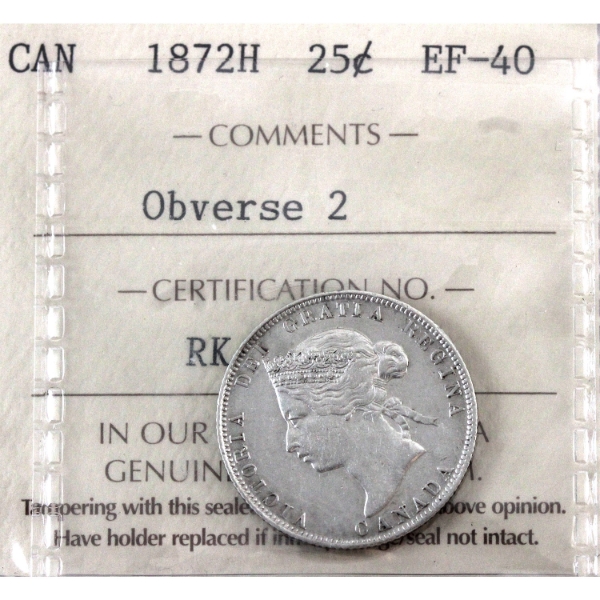 25-cent 1872H Obverse 2 ICCS EF40 