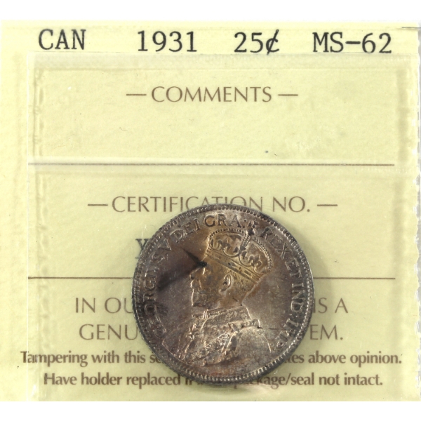 25-cent 1931 ICCS MS62