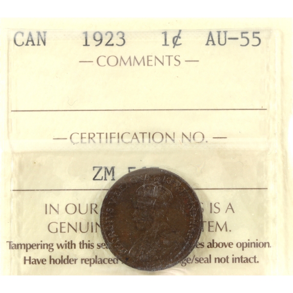 1-cent 1923 ICCS AU55