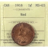 Image 1 : 1-cent 1918 ICCS MS65 Red