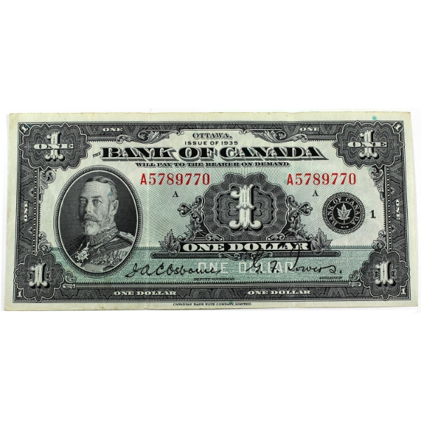 BC-1 1935 $1 English VF20 Osborne-Towers SN: A5789770