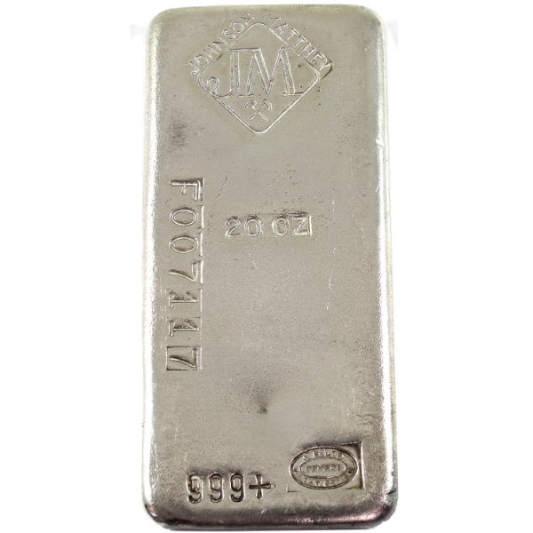 20oz Johnson Matthey Canada Vintage .999+ Silver Bar, SN: F007117. Mintage of <7500! (Tax Exempt)
