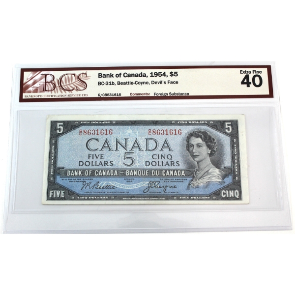 BC-31b 1954 $5 Devil's Face BCS EF40 Beattie-Coyne SN:G/C8631616