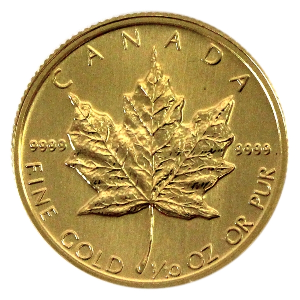1/10oz 1986 $5 Gold Maple Leaf .9999 Fine Gold Coin(Tax Exempt)