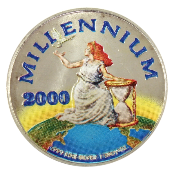 1oz Liberia 2000 $20 Millennium .999 Fine Silver Round w/ Selective Colour (Tax Exempt)