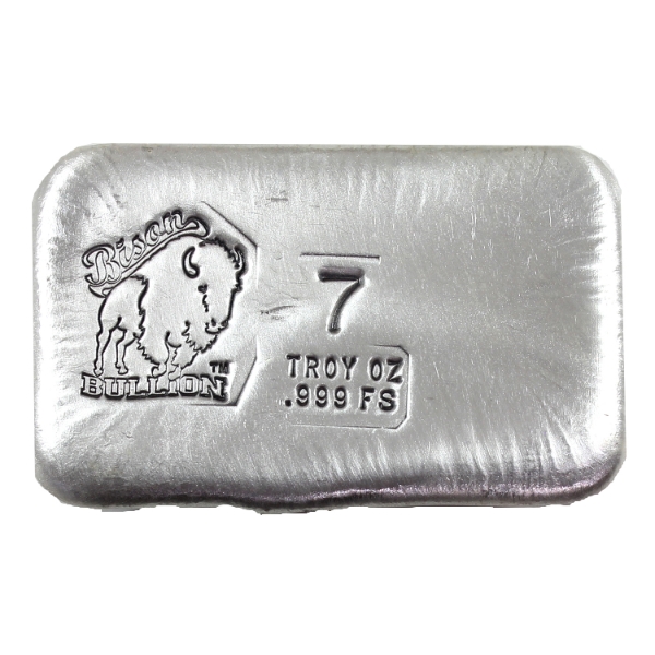 7oz Bison Bullion .999 Fine Silver Hand Poured Bar (Tax Exempt)