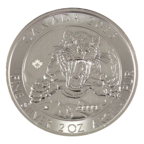 2oz 2023 $10 Ice Age: Smilodon Sabre-Toothed Cat .9999 Fine Silver Round (Tax Exempt)