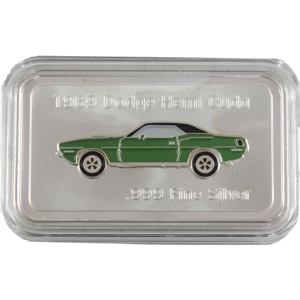 1oz Private Mint 1969 Dodge Hemi Cuda .999 Fine Silver Art Bar (Tax Exempt)