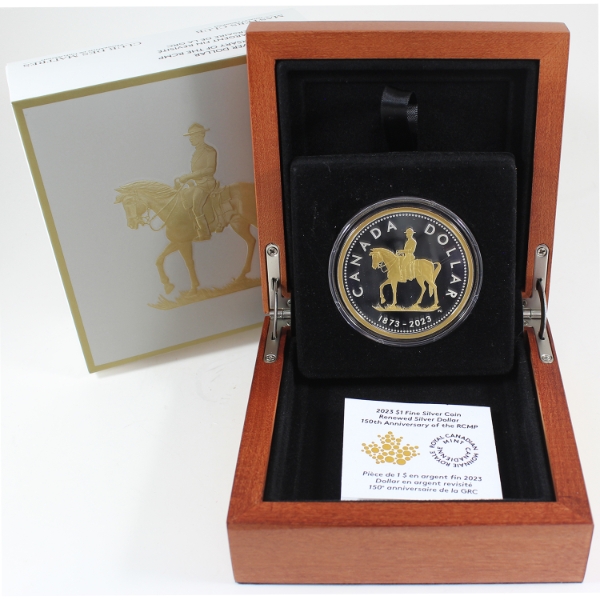 2023 $1 150th Anniversary of the RCMP Renewed Silver Dollar 2oz .9999 Fine Silver Coin (Tax Exempt)