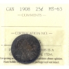 Image 1 : 25-cent 1908 ICCS MS63