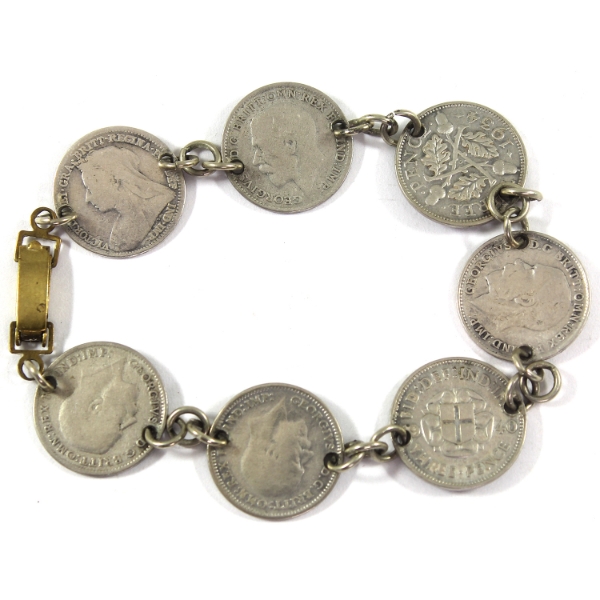 Great Britain 1901-1940 3 Pence Coin Bracelet