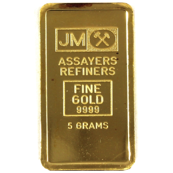 5g Gold Johnson Matthey Vintage .9999 Gold Bar (Tax Exempt)