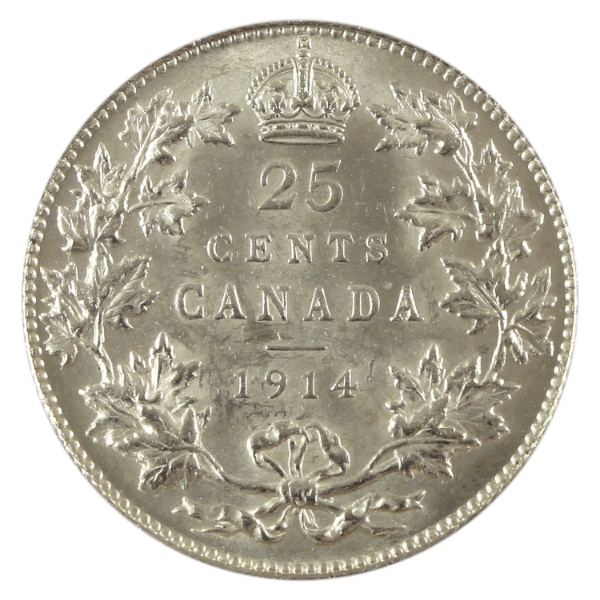 25-cent 1914 AU58
