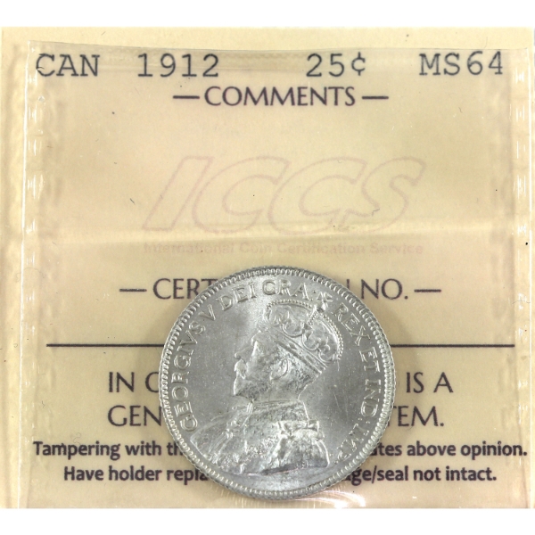 25-cent 1912 ICCS MS64