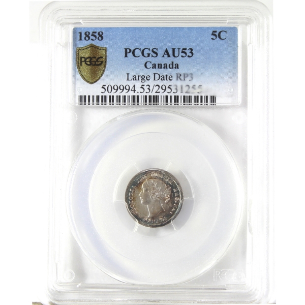 5-cent 1858 Large Date PCGS AU53
