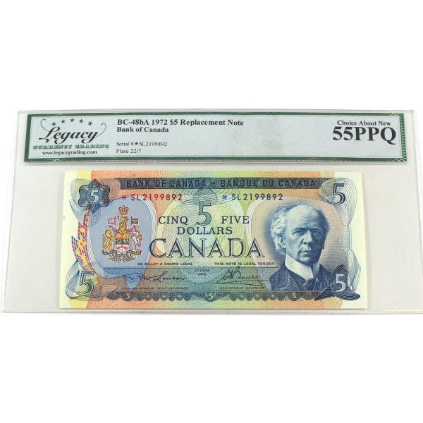 BC-48bA 1972 $5 *SL Replacement Legacy Choice AU55 PPQ Lawson-Bouey SN: *SL2199892