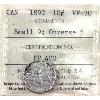 Image 1 : 10-cent 1892 Small 9 Obverse 5 ICCS VF30