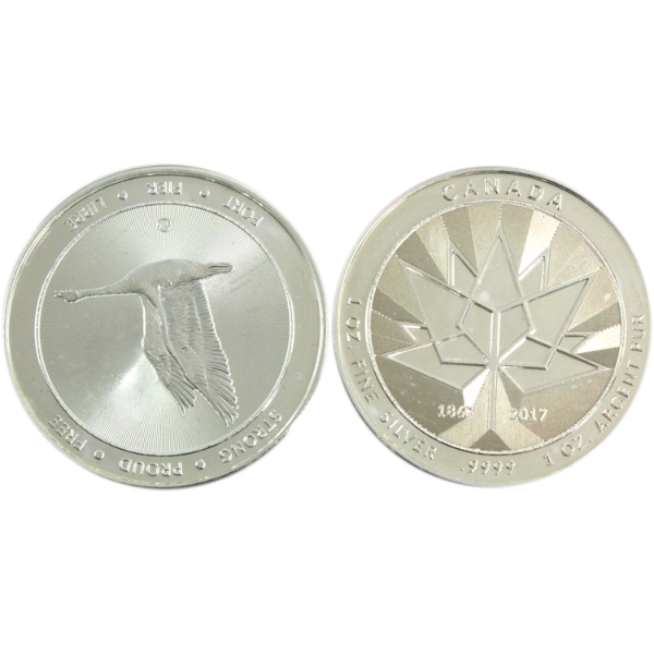 2x 1oz 2017 Canada 150th Anni. .9999 Fine Silver Rounds. 2pcs (Tax Exempt)