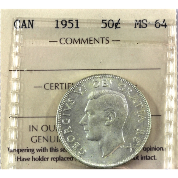 50-cent 1951 ICCS MS64