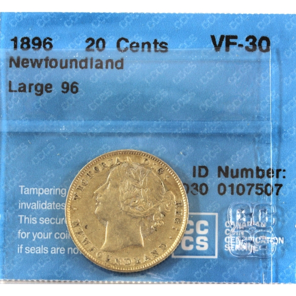 Newfoundland 20-cent 1896 Large 96 CCCS VF30