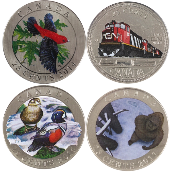 2011-2019 25-Cent Specimen Coins. 4pcs.