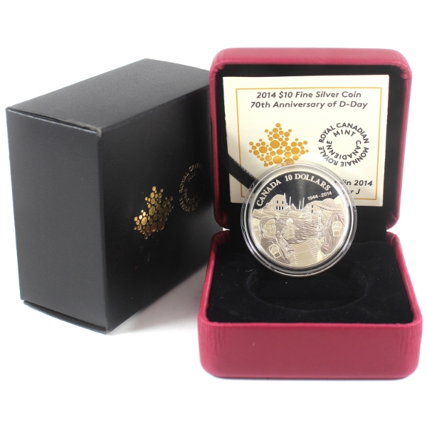 2014 $10 70th Anniversary of D-Day 15.87g .9999 Fine Silver Coin (Tax Exempt)
