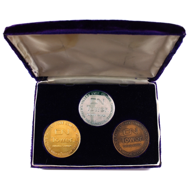 CN Tower 3 Medal Set in Purple Velvet Case