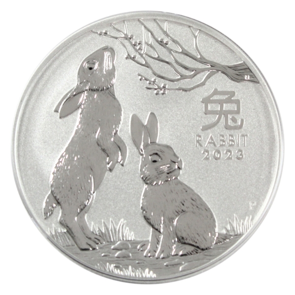2oz Australia 2023 $2 Year of the Rabbit .9999 Fine Silver Coin (Tax Exempt)