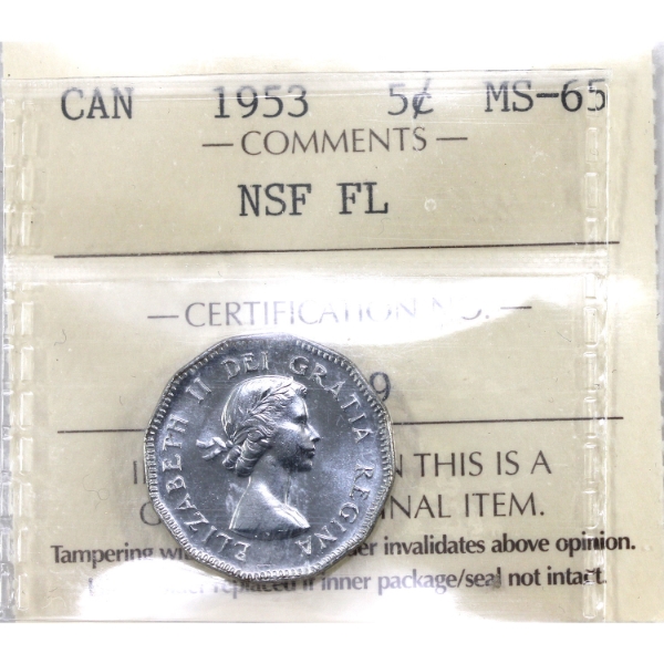 5-cent 1953 NSF FL ICCS MS65