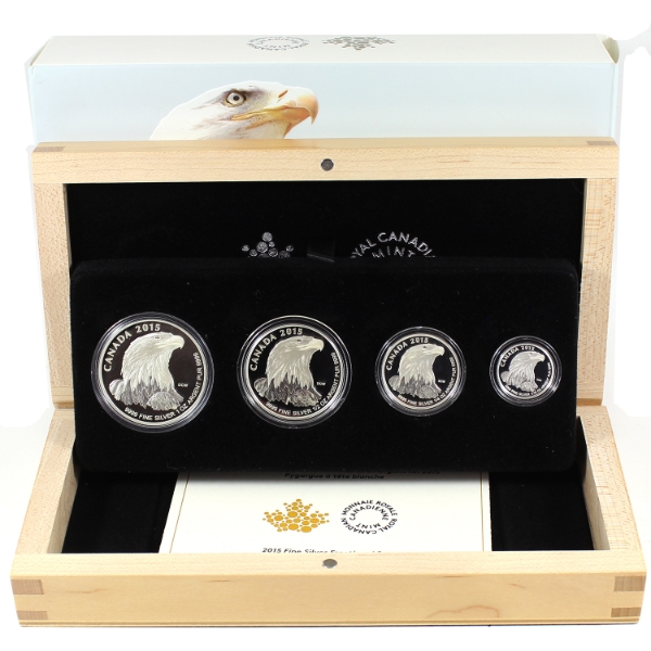 2015 Bald Eagle Fractional Fine Silver 4-coin Set (Tax Exempt)