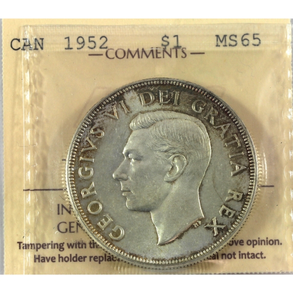 Silver $1 1952 WL ICCS MS65