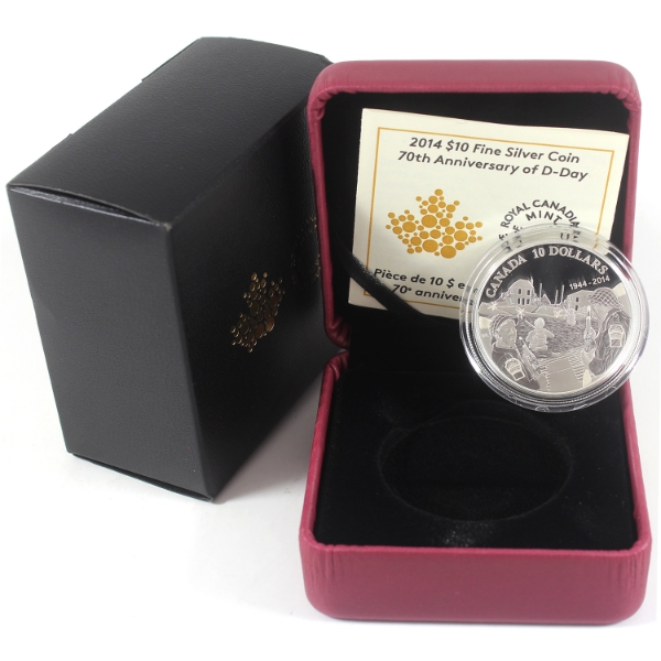 2014 $10 70th Anniversary of D-Day 1/2oz .9999 Fine Silver Coin (Tax Exempt)