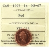 Image 1 : 1-cent 1997 ICCS MS67 Red