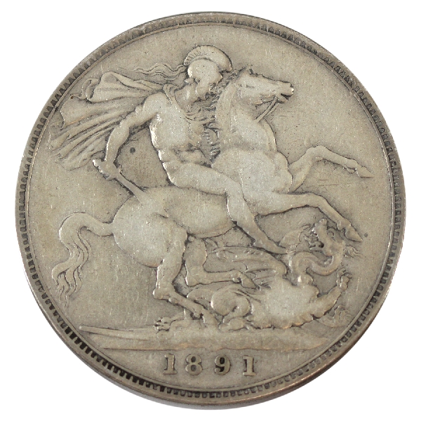 Great Britain 1891 Crown F-VF (scratched) 