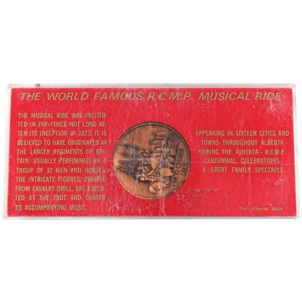 Alberta Mint 1974 The World Famous R.C.M.P. Musical Ride Medallion Bronze, 38mm