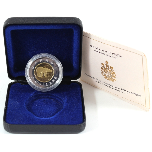 1996 $2 Sterling Silver Proof Piedfort w/ 24-karat Gold Plated Core